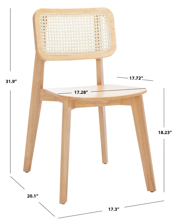 Safavieh LUZ Cane Dining Chair - Mid-Century Modern Design with Chic Cane Backrest for Stylish Dining Spaces Natural DCH1006A-SET2