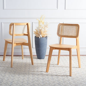 Safavieh LUZ Cane Dining Chair - Mid-Century Modern Design with Chic Cane Backrest for Stylish Dining Spaces Natural DCH1006A-SET2