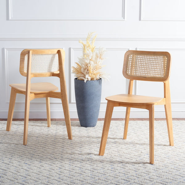 Safavieh LUZ Cane Dining Chair - Mid-Century Modern Design with Chic Cane Backrest for Stylish Dining Spaces Natural DCH1006A-SET2
