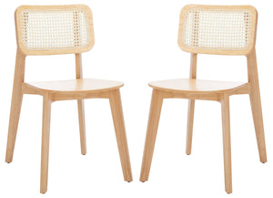 Safavieh LUZ Cane Dining Chair - Mid-Century Modern Design with Chic Cane Backrest for Stylish Dining Spaces Natural DCH1006A-SET2