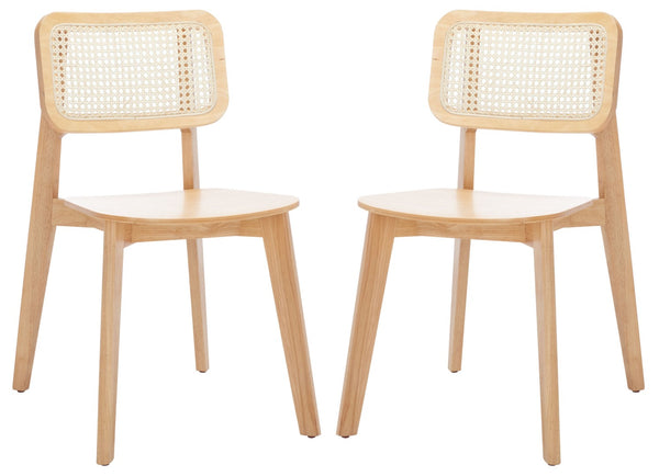 Safavieh LUZ Cane Dining Chair - Mid-Century Modern Design with Chic Cane Backrest for Stylish Dining Spaces Natural DCH1006A-SET2