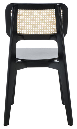 Safavieh LUZ Cane Dining Chair - Mid-Century Modern Design with Chic Cane Backrest for Stylish Dining Spaces Black / Natural DCH1006B-SET2