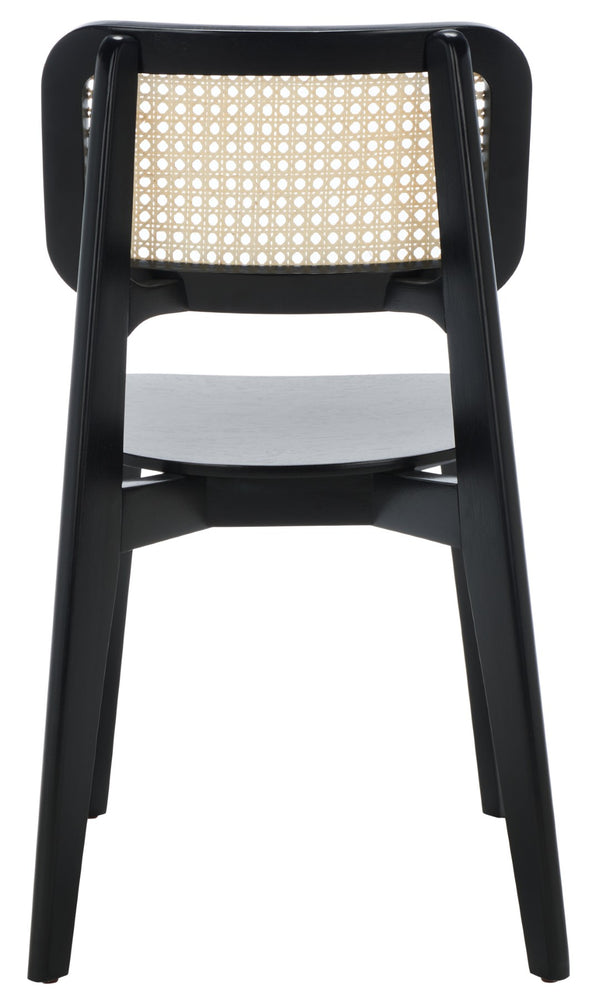 Safavieh LUZ Cane Dining Chair - Mid-Century Modern Design with Chic Cane Backrest for Stylish Dining Spaces Black / Natural DCH1006B-SET2