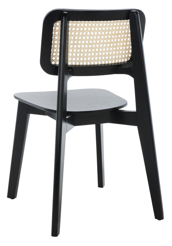 Safavieh LUZ Cane Dining Chair - Mid-Century Modern Design with Chic Cane Backrest for Stylish Dining Spaces Black / Natural DCH1006B-SET2