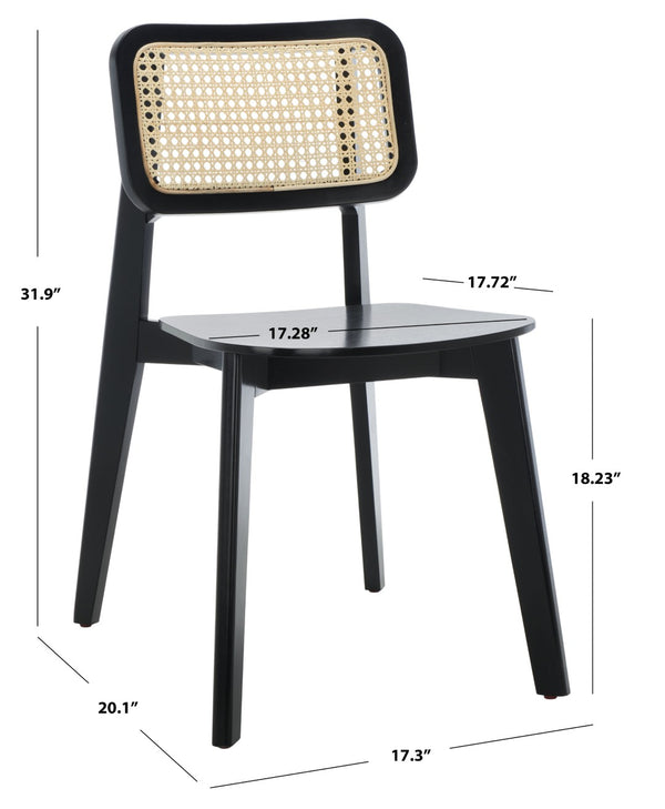 Safavieh LUZ Cane Dining Chair - Mid-Century Modern Design with Chic Cane Backrest for Stylish Dining Spaces Black / Natural DCH1006B-SET2