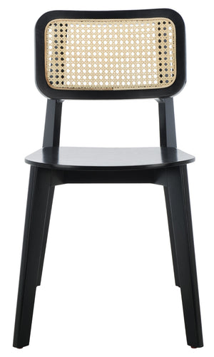 Safavieh LUZ Cane Dining Chair - Mid-Century Modern Design with Chic Cane Backrest for Stylish Dining Spaces Black / Natural DCH1006B-SET2