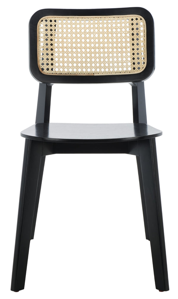 Safavieh LUZ Cane Dining Chair - Mid-Century Modern Design with Chic Cane Backrest for Stylish Dining Spaces Black / Natural DCH1006B-SET2