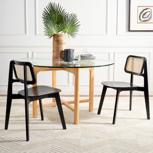 Safavieh LUZ Cane Dining Chair - Mid-Century Modern Design with Chic Cane Backrest for Stylish Dining Spaces Black / Natural DCH1006B-SET2