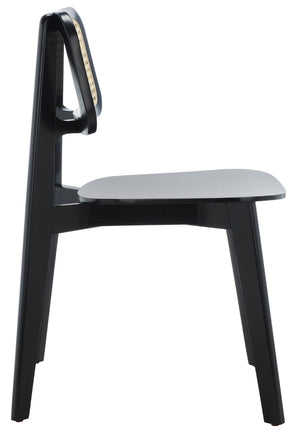 Safavieh LUZ Cane Dining Chair - Mid-Century Modern Design with Chic Cane Backrest for Stylish Dining Spaces Black / Natural DCH1006B-SET2