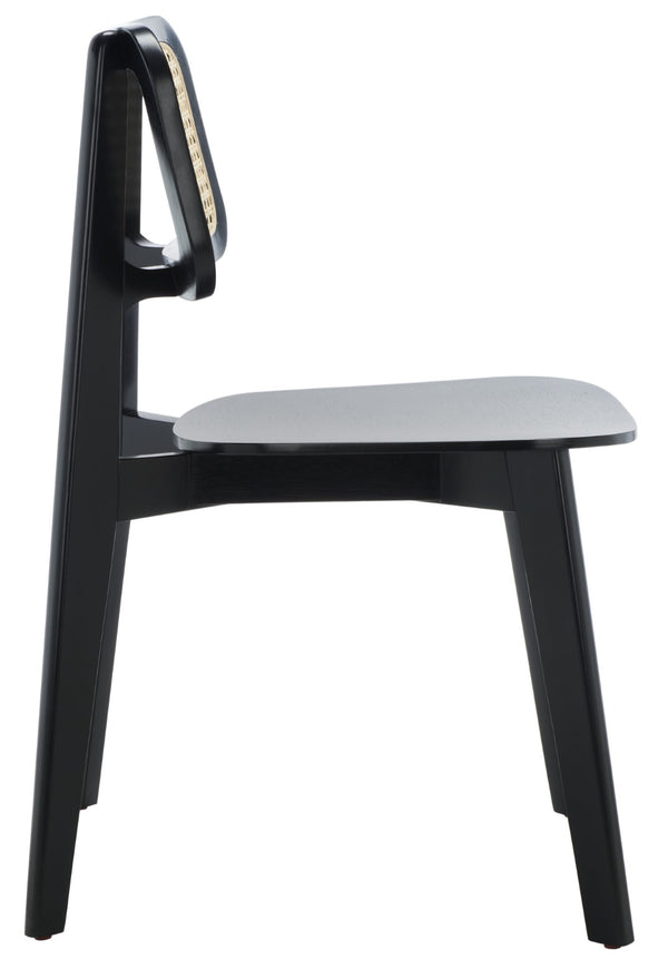 Safavieh LUZ Cane Dining Chair - Mid-Century Modern Design with Chic Cane Backrest for Stylish Dining Spaces Black / Natural DCH1006B-SET2