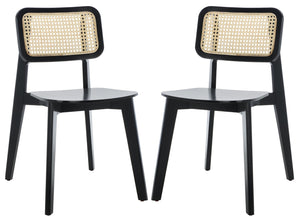 Safavieh LUZ Cane Dining Chair - Mid-Century Modern Design with Chic Cane Backrest for Stylish Dining Spaces Black / Natural DCH1006B-SET2