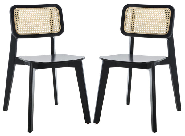 Safavieh LUZ Cane Dining Chair - Mid-Century Modern Design with Chic Cane Backrest for Stylish Dining Spaces Black / Natural DCH1006B-SET2