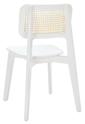 Safavieh LUZ Cane Dining Chair - Mid-Century Modern Design with Chic Cane Backrest for Stylish Dining Spaces White / Natural DCH1006C-SET2
