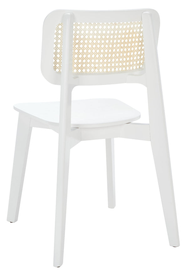 Safavieh LUZ Cane Dining Chair - Mid-Century Modern Design with Chic Cane Backrest for Stylish Dining Spaces White / Natural DCH1006C-SET2