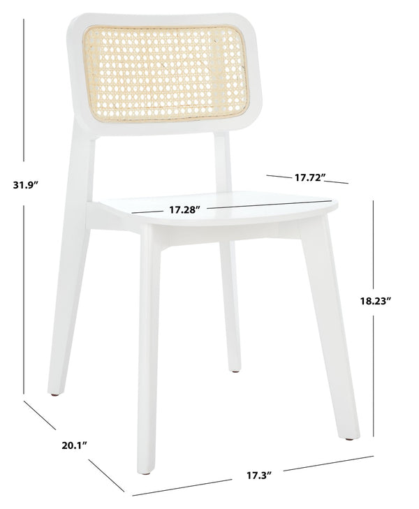 Safavieh LUZ Cane Dining Chair - Mid-Century Modern Design with Chic Cane Backrest for Stylish Dining Spaces White / Natural DCH1006C-SET2