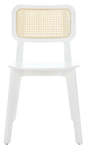Safavieh LUZ Cane Dining Chair - Mid-Century Modern Design with Chic Cane Backrest for Stylish Dining Spaces White / Natural DCH1006C-SET2