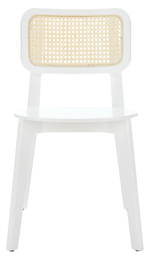 Safavieh LUZ Cane Dining Chair - Mid-Century Modern Design with Chic Cane Backrest for Stylish Dining Spaces White / Natural DCH1006C-SET2
