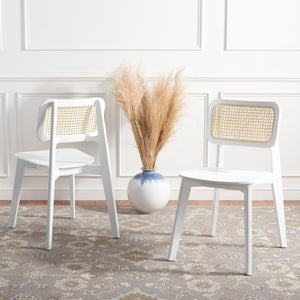 Safavieh LUZ Cane Dining Chair - Mid-Century Modern Design with Chic Cane Backrest for Stylish Dining Spaces White / Natural DCH1006C-SET2