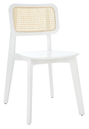 Safavieh LUZ Cane Dining Chair - Mid-Century Modern Design with Chic Cane Backrest for Stylish Dining Spaces White / Natural DCH1006C-SET2