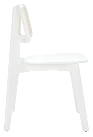 Safavieh LUZ Cane Dining Chair - Mid-Century Modern Design with Chic Cane Backrest for Stylish Dining Spaces White / Natural DCH1006C-SET2