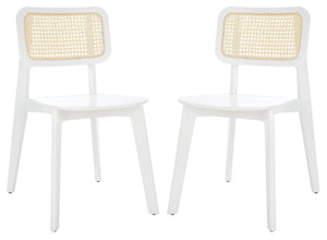 Safavieh LUZ Cane Dining Chair - Mid-Century Modern Design with Chic Cane Backrest for Stylish Dining Spaces White / Natural DCH1006C-SET2