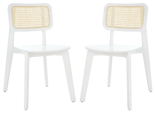 Safavieh LUZ Cane Dining Chair - Mid-Century Modern Design with Chic Cane Backrest for Stylish Dining Spaces White / Natural DCH1006C-SET2