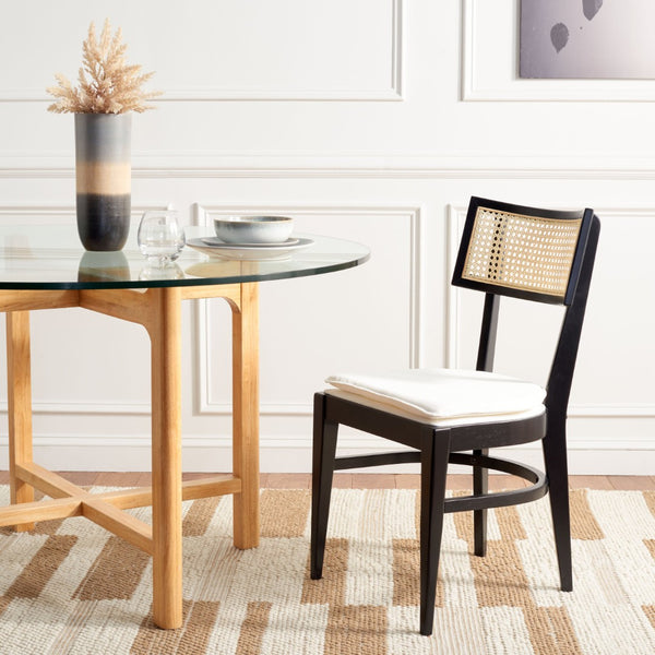 Safavieh Galway Cane Dining Chair - Modern Coastal Elegance With Comfortable Cushion For Stylish Dining Spaces Black DCH1007B