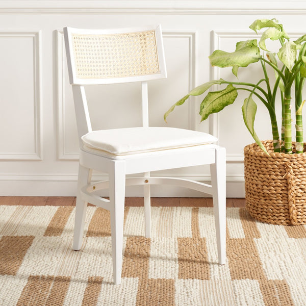 Safavieh Galway Cane Dining Chair - Modern Coastal Elegance With Comfortable Cushion For Stylish Dining Spaces White DCH1007C