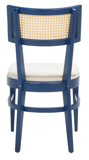 Safavieh Galway Cane Dining Chair - Modern Coastal Elegance With Comfortable Cushion For Stylish Dining Spaces Navy DCH1007E