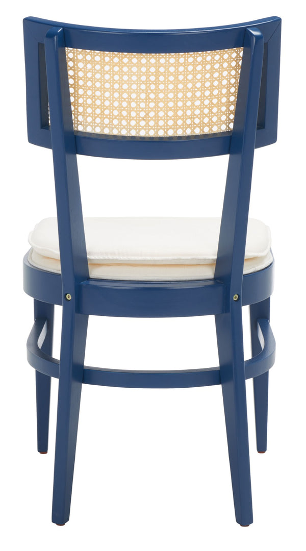 Safavieh Galway Cane Dining Chair - Modern Coastal Elegance With Comfortable Cushion For Stylish Dining Spaces Navy DCH1007E