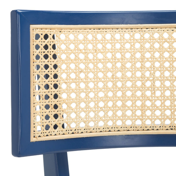 Safavieh Galway Cane Dining Chair - Modern Coastal Elegance With Comfortable Cushion For Stylish Dining Spaces Navy DCH1007E