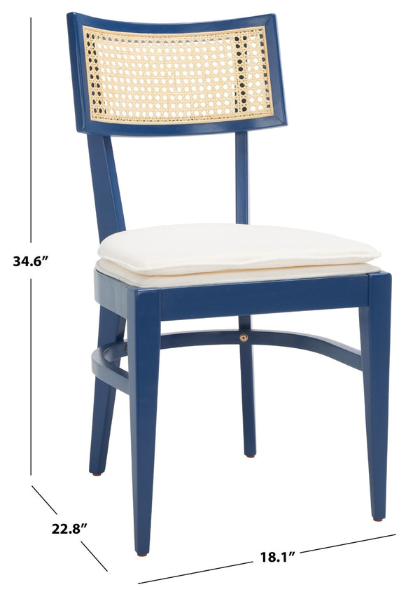 Safavieh Galway Cane Dining Chair - Modern Coastal Elegance With Comfortable Cushion For Stylish Dining Spaces Navy DCH1007E