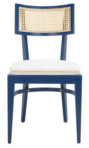 Safavieh Galway Cane Dining Chair - Modern Coastal Elegance With Comfortable Cushion For Stylish Dining Spaces Navy DCH1007E