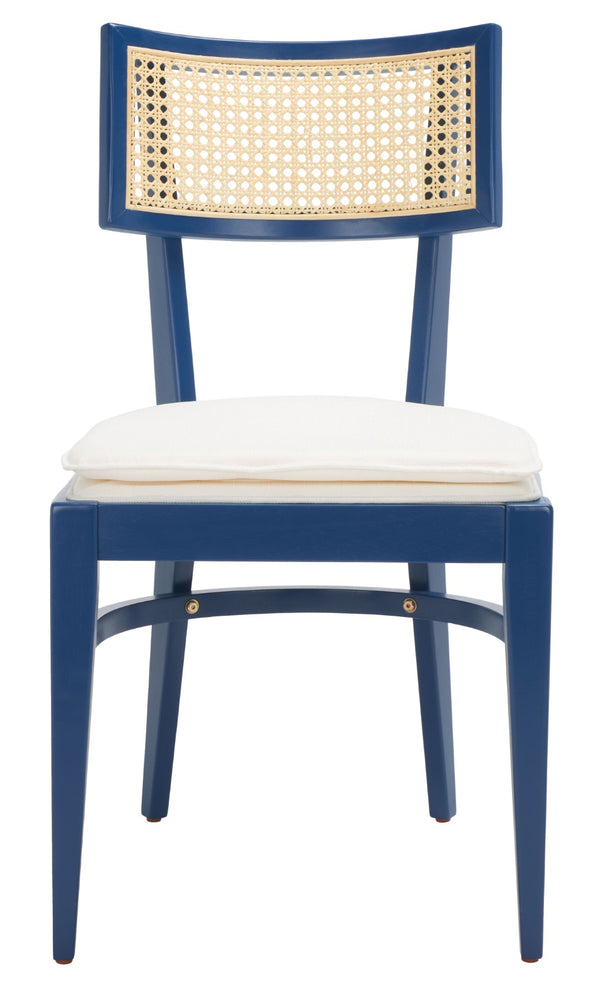 Safavieh Galway Cane Dining Chair - Modern Coastal Elegance With Comfortable Cushion For Stylish Dining Spaces Navy DCH1007E