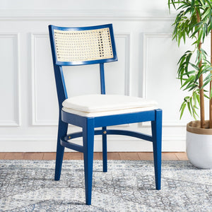 Safavieh Galway Cane Dining Chair - Modern Coastal Elegance With Comfortable Cushion For Stylish Dining Spaces Navy DCH1007E