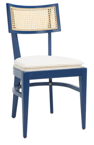 Safavieh Galway Cane Dining Chair - Modern Coastal Elegance With Comfortable Cushion For Stylish Dining Spaces Navy DCH1007E