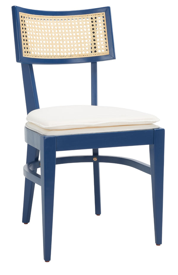 Safavieh Galway Cane Dining Chair - Modern Coastal Elegance With Comfortable Cushion For Stylish Dining Spaces Navy DCH1007E