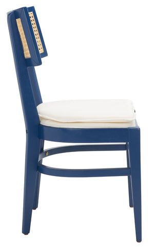 Safavieh Galway Cane Dining Chair - Modern Coastal Elegance With Comfortable Cushion For Stylish Dining Spaces Navy DCH1007E