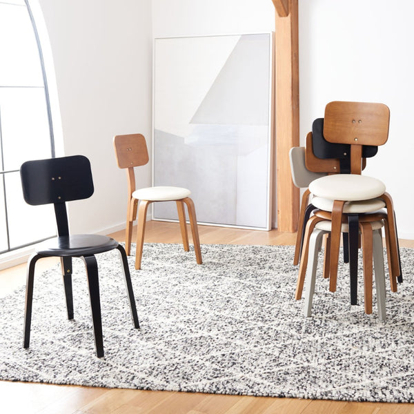 Safavieh LUELLA Stackable Dining Chair - Modern Minimalist Design with Curved Back for Ergonomic Comfort Walnut DCH1009A-SET2