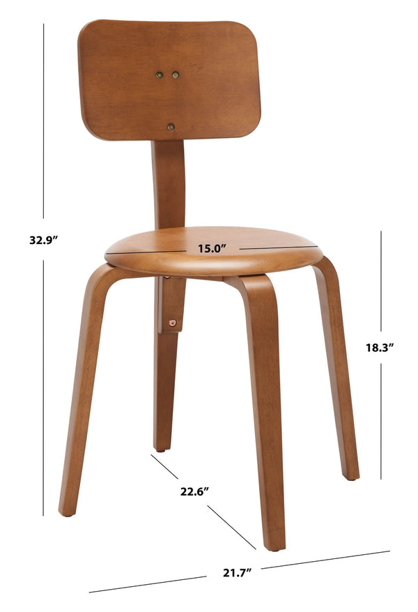 Safavieh LUELLA Stackable Dining Chair - Modern Minimalist Design with Curved Back for Ergonomic Comfort Walnut DCH1009A-SET2