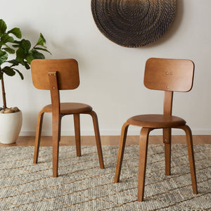 Safavieh LUELLA Stackable Dining Chair - Modern Minimalist Design with Curved Back for Ergonomic Comfort Walnut DCH1009A-SET2