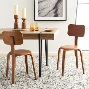 Safavieh LUELLA Stackable Dining Chair - Modern Minimalist Design with Curved Back for Ergonomic Comfort Walnut DCH1009A-SET2