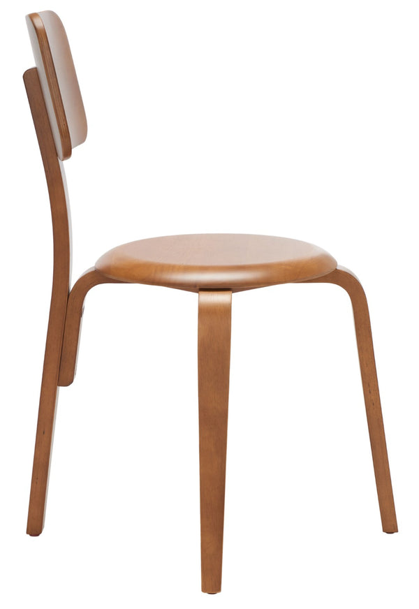 Safavieh LUELLA Stackable Dining Chair - Modern Minimalist Design with Curved Back for Ergonomic Comfort Walnut DCH1009A-SET2