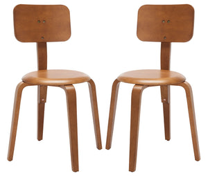 Safavieh LUELLA Stackable Dining Chair - Modern Minimalist Design with Curved Back for Ergonomic Comfort Walnut DCH1009A-SET2