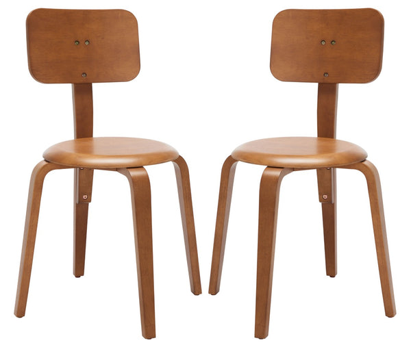 Safavieh LUELLA Stackable Dining Chair - Modern Minimalist Design with Curved Back for Ergonomic Comfort Walnut DCH1009A-SET2