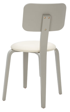 Safavieh JO Upholstered Stackable Dining Chair – Modern Minimalist Design with Comfortable Linen Seat Grey / Cream DCH1010C-SET2