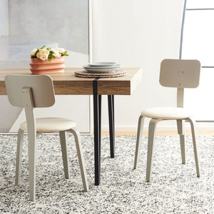 Safavieh JO Upholstered Stackable Dining Chair – Modern Minimalist Design with Comfortable Linen Seat Grey / Cream DCH1010C-SET2