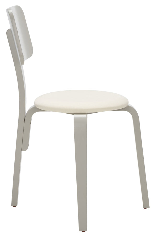 Safavieh JO Upholstered Stackable Dining Chair – Modern Minimalist Design with Comfortable Linen Seat Grey / Cream DCH1010C-SET2