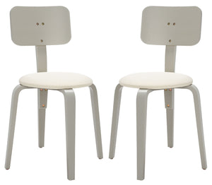 Safavieh JO Upholstered Stackable Dining Chair – Modern Minimalist Design with Comfortable Linen Seat Grey / Cream DCH1010C-SET2