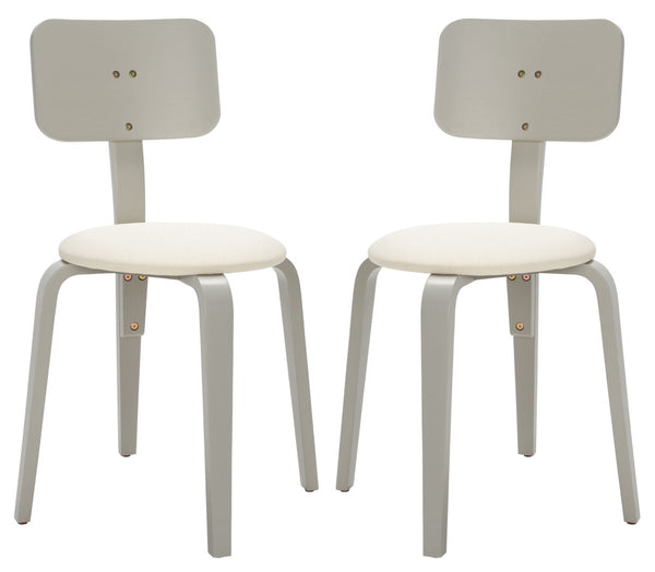 Safavieh JO Upholstered Stackable Dining Chair – Modern Minimalist Design with Comfortable Linen Seat Grey / Cream DCH1010C-SET2